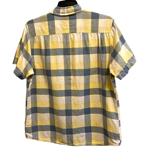 The North Face Men's Plaid Short Sleeve Button Up-Shirt Linen Blend Size Large - Picture 3 of 5